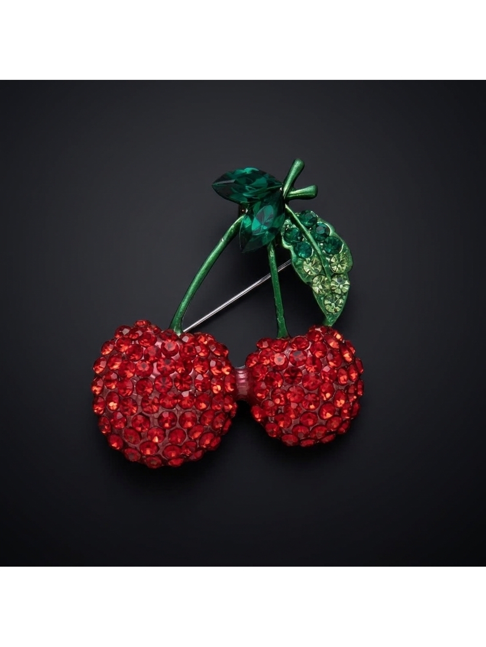 Crystal Red Vintage Cherry Pin Brooch
